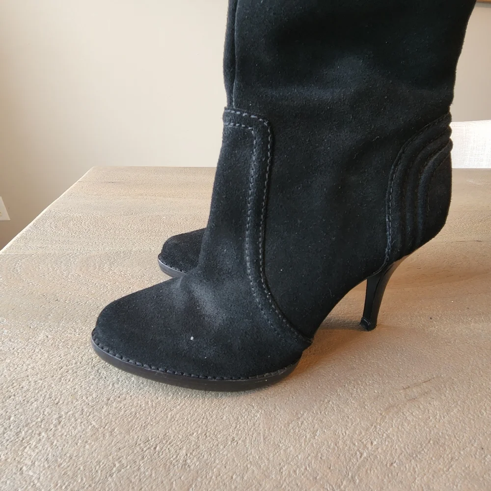 RARE! JUICY COUTURE OVER-THE-KNEE BOOTS WOMEN'S 6 BLACK SUEDE HIGH HEEL